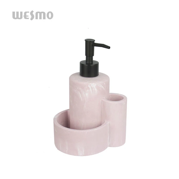 Pink Polyresin Zen Lotion Bottle Toothbrush Holder Bathroom Soap Dispenser Touchless Bathroom Accessories Bathroom Set