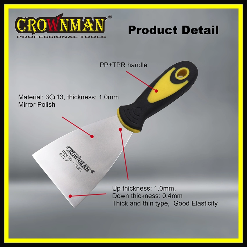 Crownman Painting Tools, Industrial Grade 1"/2"/3"/4"/5" Stainless Steel Scraper with Rubber Handle